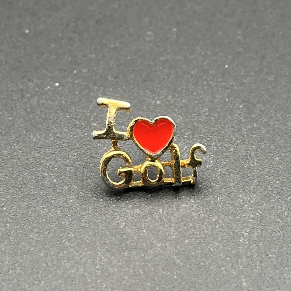 I Heart Love Golf Gold Tone Lapel Hat Pin